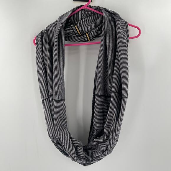 LULULEMON Vinyasa Scarf Wrap Zipper Gold Stripes Black Gray Stretch Multi Way - Picture 3 of 8
